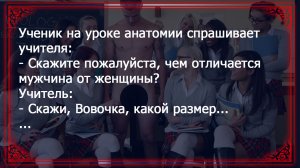 Вовочка на уроке анатомии узнает, чем отличается мужчина от женщины Смешные анекдоты для настроения.