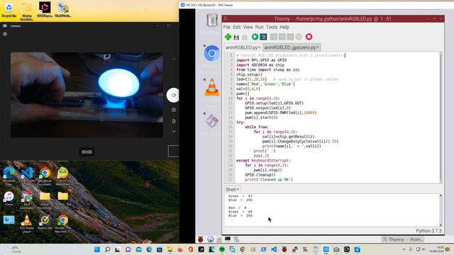 RPi Lesson 17 - controlling an RGB LED with 3 potentiometers