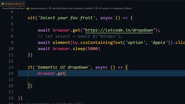 Interact with dropdown | Part 1 | Protractor tutorial | LetCode