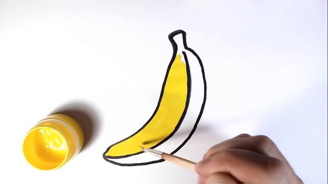 Как нарисовать БАНАН/Учим ЦВЕТА/Рисунок раскраска для детей/How to draw a BANANA