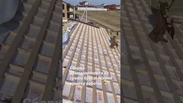 Сборка домокомплекта из сухого бруса #деревянныйдом #строительствоподключ #брускамернойсушки #брус