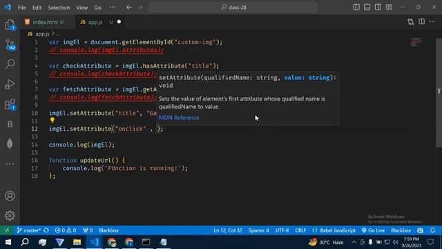 JavaScript Tutorial | HTML Attributes and their methods | setAttribute and getAttribute Methods