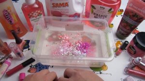 ДОБАВЛЯЮ ВСЕ РОЗОВОЕ В ПРОЗРАЧНЫЙ СЛАЙМ | МНОГО ВСЕГО В СЛАЙМ | Mixing pink Things into slime