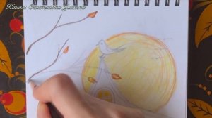 РИСУНОК КАРАНДАШАМИ ОСЕНЬ ДОМИК