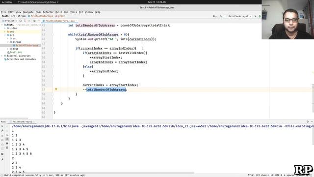 JAVA ALGORITHMS ARRAY : Print all the sub-arrays of an array in linear time. смотреть онлайн