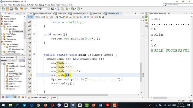 Stack Code in data structure with Java with Object array ,Push, Pop, Display , peek and count смотреть онлайн