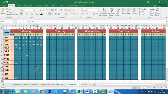 School time table with vlookup смотреть онлайн