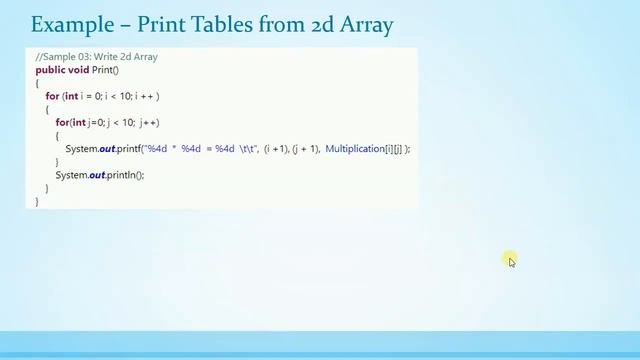 025 Two Dimensional Array in Java