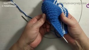 Шапочка с помпоном для собак, вязание спицами,  hat for dogs