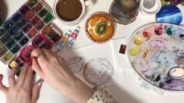Watercolor sketch cake| скетч акварелью смотреть онлайн