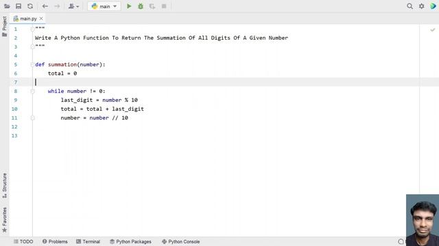 Write A Python Function To Return The Summation Of All Digits Of A Given Number