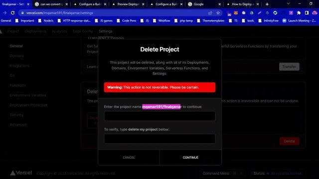 How  Delete Vercel Project
