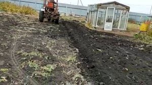 вспашка самодельным плугом, работа "гребенки".