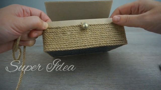 DIY Оригинальная шкатулка из картонной коробки и джута