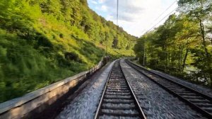 Cab ride - train drivers view on Slovenia's  train between Trbovlje and Ljubljana in 4K