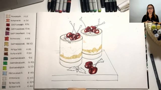 Мастер-класс по скетчингу маркерами «Сладкий десерт» | Как нарисовать десерт