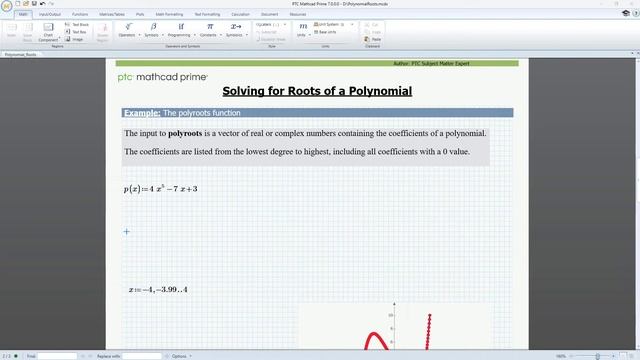 Solving for Roots of a Polynomial (Numerically) in Mathcad Prime