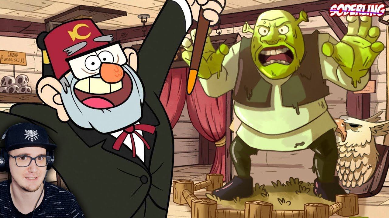 ШРЕК в ДРУГИХ МУЛЬТФИЛЬМАХ - Гравити Фолз, Губка Боб, Симпсоны, Финес и Ферб ( Содерлинг ) | Реакция смотреть онлайн