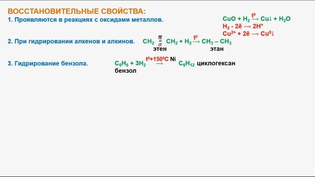 Восстановительные свойства водород проявляет при взаимодействии с