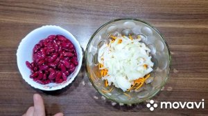 Салат из Фасоли,Моркови и Селёдки. Вкусный, сытный и ароматный.