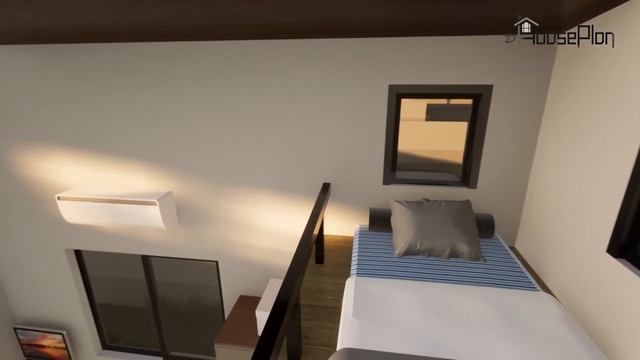Bungalow House Design 36 sqm 1 Bedroom 2 Loft Beds full 3d walkthrough with free house plan