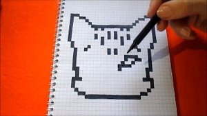 Как рисовать Котенка по клеточкам в тетради Пиксель Арт