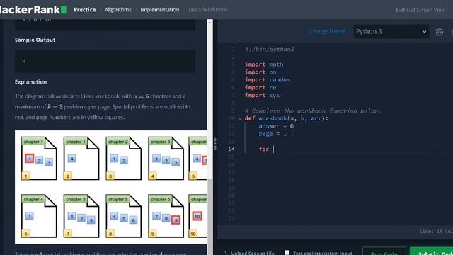 63 - Lisa's Workbook | Implementation | Hackerrank Solution | Python