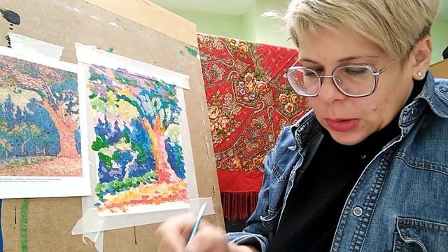 Тема занятия: "Освоение творческого метода"пуантелизм." Живопись мазками." Часть 2. смотреть онлайн