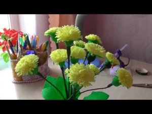 Букет одуванчиков из гофре бумаги//мой мастер класс