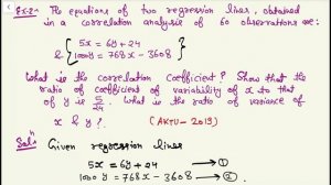 Regression Lines of y on x Problems | Regression Coefficients | Coefficient of Correlation | Exampl