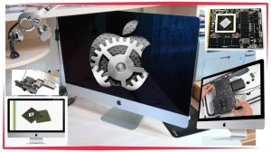 Замена видеокарты Apple iMac 27 материнская плата новая MAC OS не загружается, полосы на экране