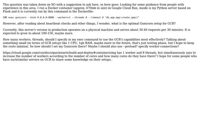 Gunicorn (with Flask) parameters for Google Cloud Run - production setup? смотреть онлайн