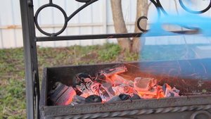 Шашлык из карбоната с салом на мангале/Shish kebab from carbonate with lard on the grill