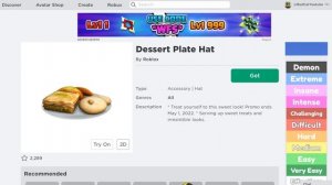 БЕСПЛАТНАЯ ШЛЯПА - Десертная тарелка в Роблокс | Dessert Plate Hat roblox | Как получить вещи 2022