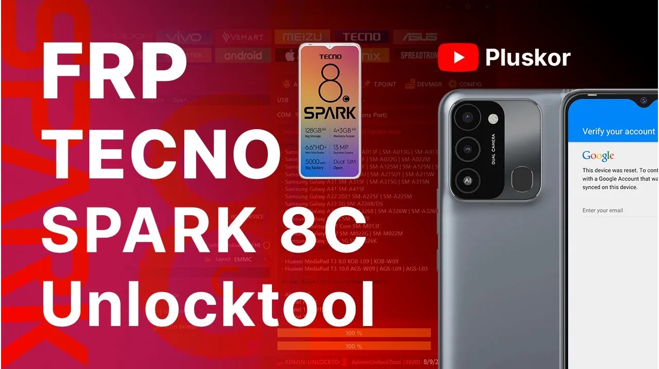 FRP Tecno Spark 8C. Unlocktool. Сброс Google account. смотреть онлайн