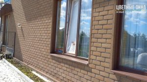 Покраска ПВХ окон в частном жилом доме, с наружной стороны + покраска откосов и отливов, RAL 8017