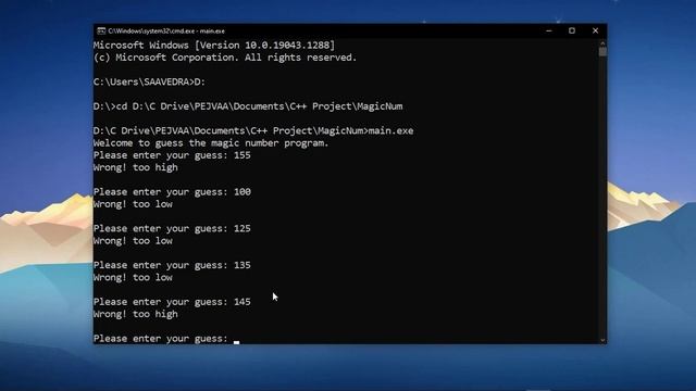 Guess the Magic Number Program in C++ смотреть онлайн