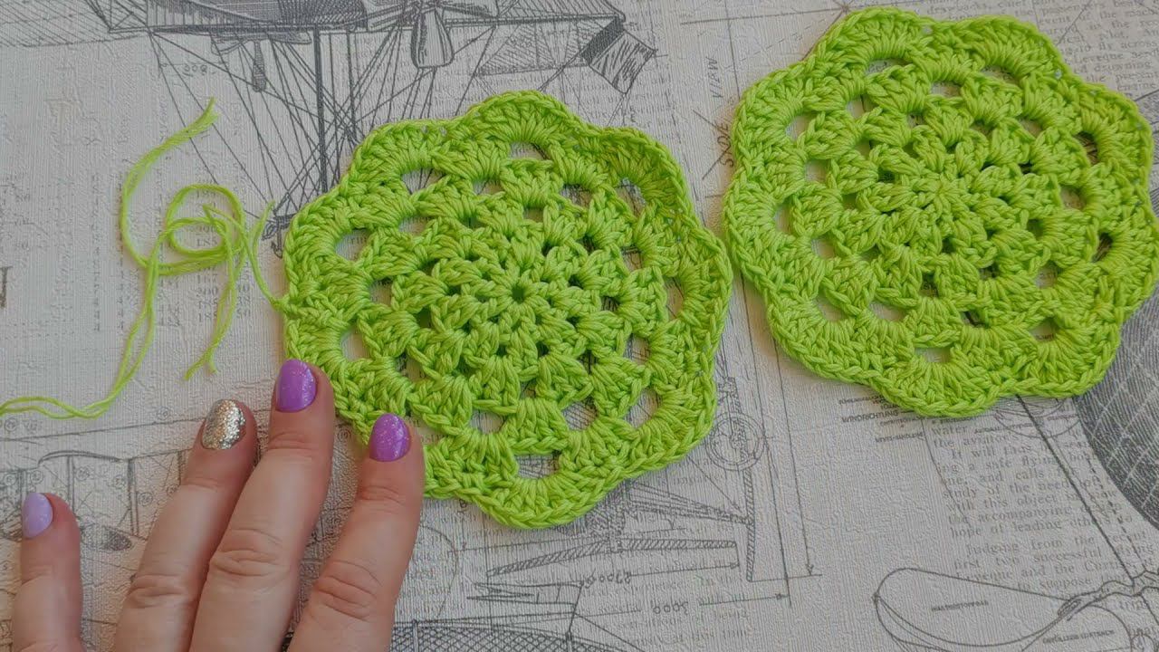 Весенние салфетки под горячее #салфеткакрючком #простаясалфеткакрючком #дляначинаюших