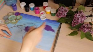 Лёгкий способ нарисовать сирень гуашью (видеоурок)