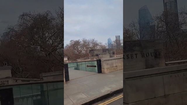 ?? London walks 2023.Bus tour from Strand across the Waterloo Bridge.London street walk 2023