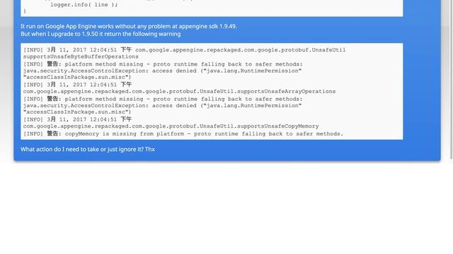 platform method missing warning in creating a HTTP Request in Google AppEngine JAVA SDK1.9.50