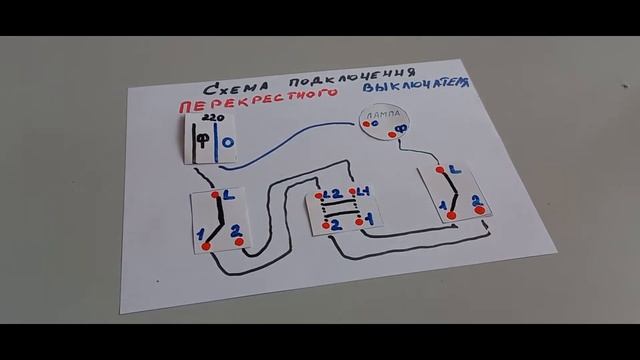 Перекрестный выключатель, схема подключения