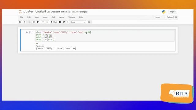 List Data Type | List Indexing | Negative Indexing| Python Tutorial | Data Types | BITA Academy