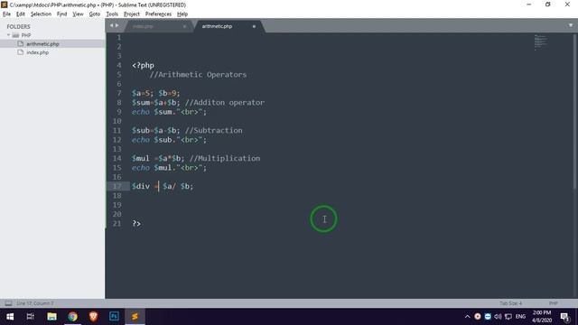 PHP ARITHMETIC OPERATORS
