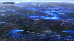 карта перелетов самолетов в дневное и ночное время суток NATS (симуляция)