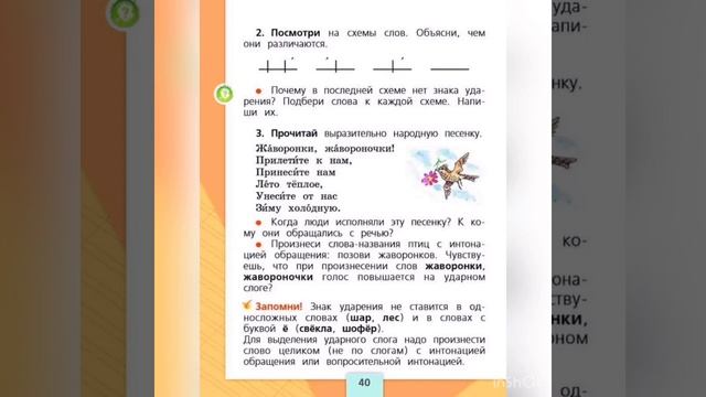 Русский язык 1 класс. Ударение.
