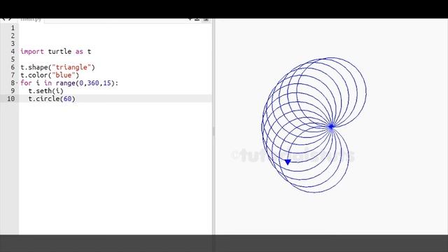 Circle Pattern in Python Turtle | Python turtle graphics tutorial