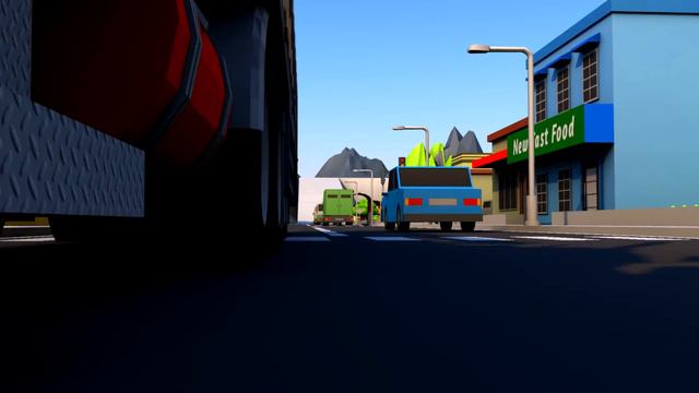 Fire at the gas station fire engine - Cartoon fireman with Handy Andy