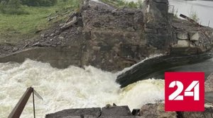 Кадры разрушенной взрывом дамбы в ДНР попали на видео - Россия 24