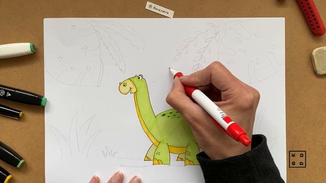 Рисуем доброго динозавра смотреть онлайн
